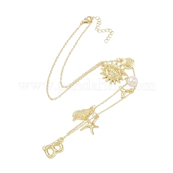 Boho Sommer Strand Stil 18K vergoldet Muschelform Initial Anhänger Halsketten&nbsp;IL8059-2