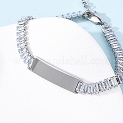 Браслеты-цепочки из нержавеющей стали 304 со стеклянными звеньями&nbsp;BJEW-G753-03P-01