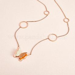 Collar de cadena larga con colgante de mariposa&nbsp;JN1101A