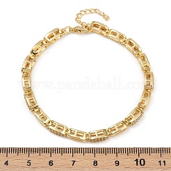 Браслеты-цепочки с овальными звеньями из латуни и микро паве для женщин с прозрачным кубическим цирконием BJEW-F504-04G