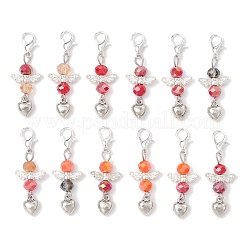 Подвеска в форме сердца ангела из сплава стекла&nbsp;HJEW-JM03167