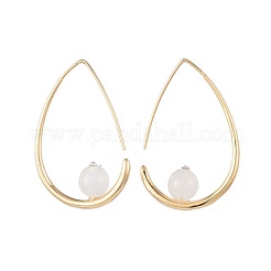 Серьги с подвесками из натурального белого лунного камня EJEW-JE03593-02
