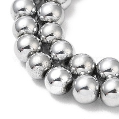 電気メッキ合成磁性ヘマタイトビーズ連売り  ラウンド  プラチナメッキ  5mm  穴：0.8mm  約84~87個/連  16.14~16.96''（41~43センチメートル）&nbsp;G-E602-01C