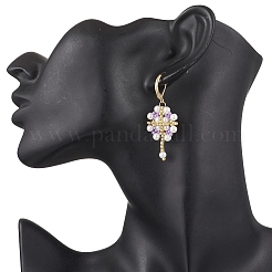 Серьги из нержавеющей стали 304 с цветком и крестом EJEW-MZ00507-03