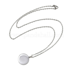 304 нержавеющая сталь плоская круглая подвеска урна для праха домашних животных ожерелья&nbsp;LS-NJEW-S455-01P