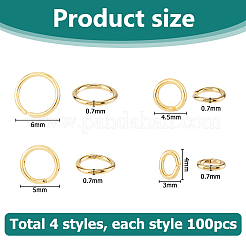 400 шт. 4 стиля латунных открытых соединительных колец KK-HS0015-12