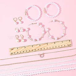 Серьги из пластикового искусственного жемчуга и ракушечного жемчуга SJEW-FS0001-02