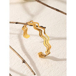 Bracelets manchettes ondulés à une ligne en acier inoxydable 304 pour femmes&nbsp;WGF7EC5-01