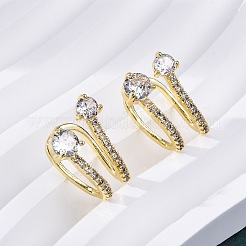 Латунные серьги-манжеты из прозрачного кубического циркония EJEW-K305-02G