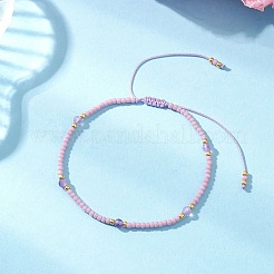 Braccialetti di perline intrecciate con ametista naturale e perline di vetro&nbsp;BJEW-JB12605-01