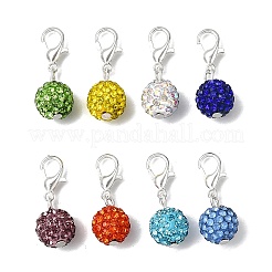8 шт. круглых подвесных украшений из полимерной глины с пайетками из стразов HJEW-JM04103-01