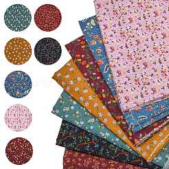 Tissu imprimé à motifs floraux en coton et lin&nbsp;AJEW-FZC0003-01C