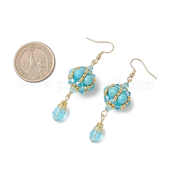 Болтающийся серьги синтетические бирюзовые&nbsp;EJEW-MZ00669-03