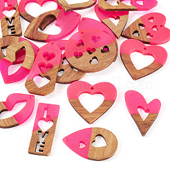 20 шт. подвески из смолы и ореха в двух стилях WOOD-TA0002-73B