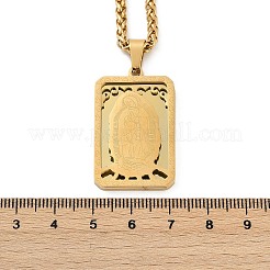 Мужские ожерелья из нержавеющей стали 201 с подвеской в виде Девы Марии и цепочкой из пшеницы NJEW-S387-09G-01