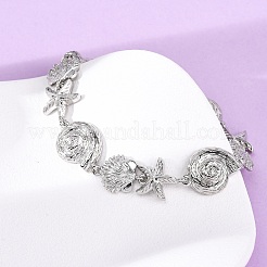 Латунные браслеты с микропаве из прозрачных кубических цирконий для женщин BJEW-H209-09B-P