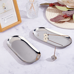 2 bandeja ovalada de acero inoxidable para guardar joyas y anillos.&nbsp;AJEW-ME0004-11