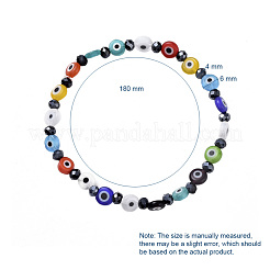 Braccialetti elasticizzati fatti a mano con perle rotonde piatte in lampwork&nbsp;BJEW-JB05005-02