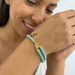 Bracelet tressé à un rang de perles rondelles en verre facettées&nbsp;UB2798