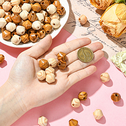 100 шт. 2-цветные двухконусные необработанные бусины из натурального дерева&nbsp;WOOD-YW0001-78