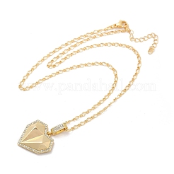 Ожерелья с подвесками в форме сердца из латуни с прозрачным фианитом и прозрачным фианитом&nbsp;NJEW-Q040-01G