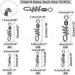 ステンレス鋼の釣りボールベアリングスイベル  真鍮溶接リング付き  ステンレス鋼色  15~33.5x3~8mm  穴：0.9~3.5mm  60個/箱&nbsp;STAS-FH0001-08P
