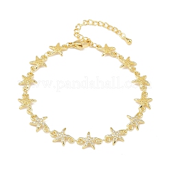 Bracelets à maillons en laiton micro pavé en oxyde de zirconium transparent pour femmes&nbsp;BJEW-A090-11E-G