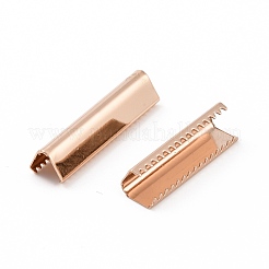 真鍮製カシメリボン止めエンドパーツ  圧着端のパーツ  ライトゴールド  25x7mm&nbsp;KK-WH0034-52KCG-02