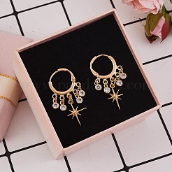 Серьги-кольца Huggie со звездами из латуни&nbsp;EJEW-SW00001-06