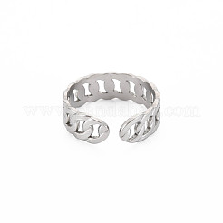 Не тускнеющая 304 нержавеющая сталь панцирная цепь открытое кольцо-манжета для женщин&nbsp;RJEW-S405-195P