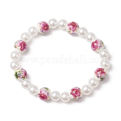 АБС-пластик имитация жемчуга круглые бусины эластичные браслеты для женщин BJEW-JB11606-05