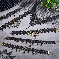 6 шт. 6 стиля цветочных кружевных колье-чокера NJEW-UN0001-65