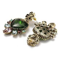 Серьги-гвоздики из зеленого стекла с подвесками&nbsp;EJEW-F323-02C