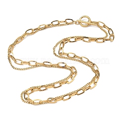 Ожерелья из одной нити и цепочки в виде скрепки из нержавеющей стали 304 для женщин.&nbsp;NJEW-G193-02G