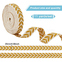 Около 10.5~11 ярда жаккардовых лент из поликоттона в этническом стиле с узором в виде листьев OCOR-GO0001-15C