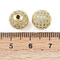 Perles rondes en laiton avec zircone cubique de micro pave&nbsp;ZIRC-N016-01G-10mm