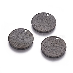 304ステンレススチールのテクスチャペンダント  フラットラウンド  イオンプレーティング（ip）  電気泳動黒  12x1mm  穴：1.4mm&nbsp;STAS-I098-01-12mm-B