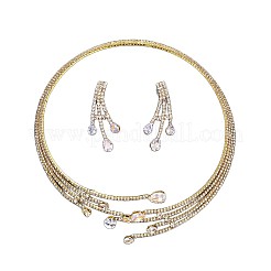 Set di orecchini a goccia in lega e strass e collane multistrato per donna&nbsp;WG6BF78-02