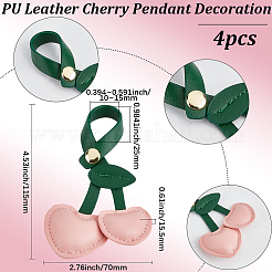 4 pendentif décoratif en cuir PU en forme de cerise&nbsp;HJEW-BBC0001-14A