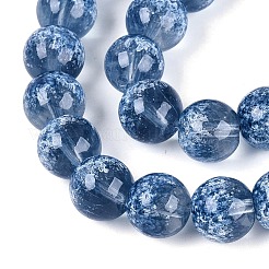 Brins de perles de verre transparentes à moitié peintes à la bombe&nbsp;LS-GLAA-Q110-02A-04