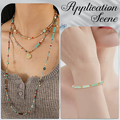 1 filo di perline a colonna di avventurina verde naturale&nbsp;G-PA0002-29A
