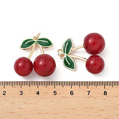 Подвески из сплава зеленой эмали и смолы вишневые&nbsp;PALLOY-S055-01G-B