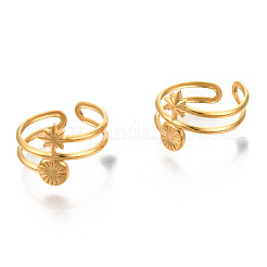 Ионное покрытие (IP) 304 нержавеющая сталь звездообразное манжетное кольцо&nbsp;RJEW-N038-111LG