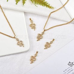 5個真鍮マイクロパヴェキュービックジルコニアペンダント  長持ちメッキ  ヘビ  透明  ゴールドカラー  14.5x30.5x3mm  穴：4x3.5mm&nbsp;ZIRC-SZ0002-92