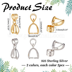 4 шт. 2 цвета 925 серебряных держателя для ледоруба STER-ME0001-29