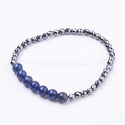 Граненые немагнитные синтетические гематитовые бусины стрейч-браслеты BJEW-JB03265