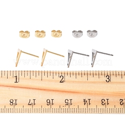 16 шт. 2 цвета 201 нержавеющая сталь фурнитура для сережек-гвоздиков с отверстием EJEW-FS0001-17