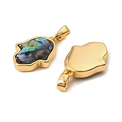 Подвески на руку из натуральной ракушки пауа с символом хамсы KK-G538-33G