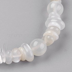ストレッチブレスレット  天然ホワイトムーンストーンビーズ付き  2-3/8インチ（6.2cm）&nbsp;BJEW-JB03942-04