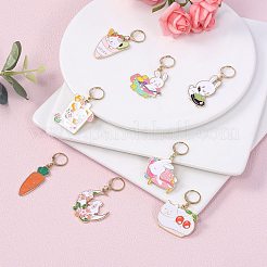 Кролик морковь кошка сплав эмаль кулон украшение HJEW-SW00032